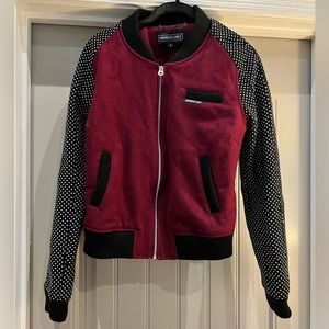 Vintage wool bomber coat with studded sleeves